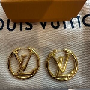 Gold LV Circle Hoop Earrings 4cm